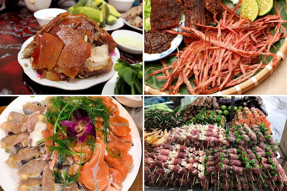These famous pork, salmon and grilled are the favorite dishes of visitors in Sapa 